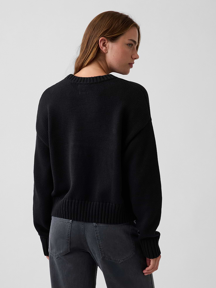 Image number 3 showing, 100% Cotton Oversized Crop Sweater