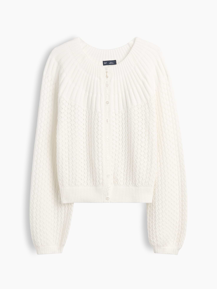 Image number 5 showing, CashSoft Mix-Stitch Crop Cardigan Sweater