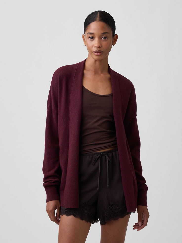 Image number 1 showing, CashSoft Relaxed Open-Front Cardigan