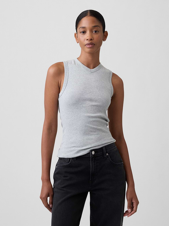 Modern Ribbed High-Neck Tank Top