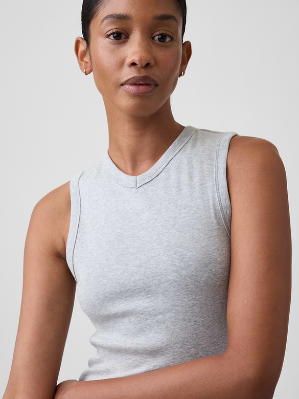 Modern Ribbed High-Neck Tank Top