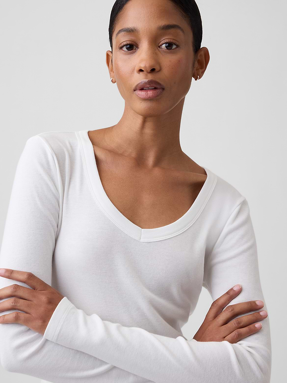 Modern Ribbed V-Neck T-Shirt