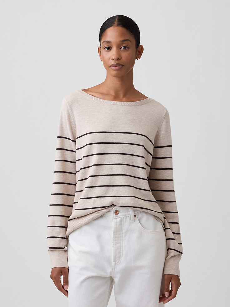 Image number 1 showing, Relaxed Jersey Boatneck Sweater