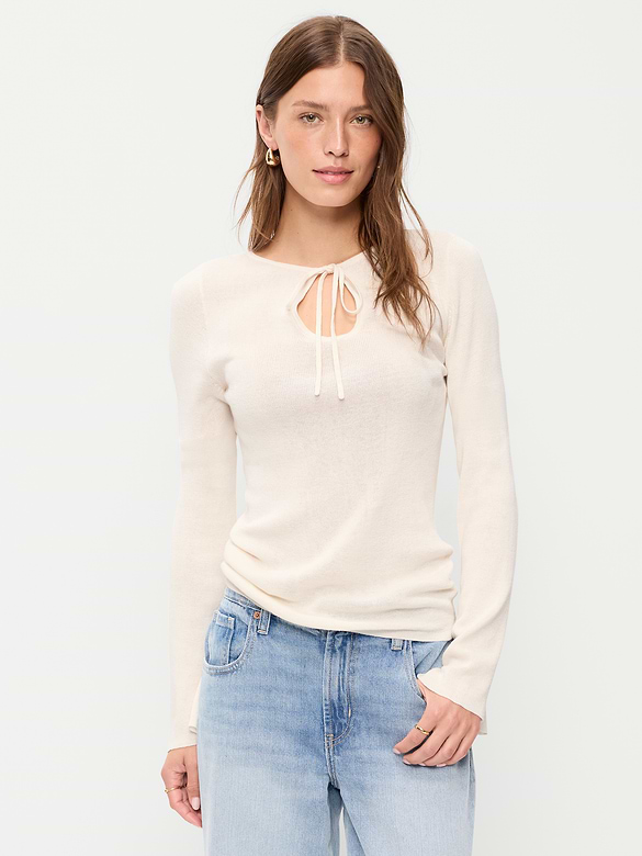 Bell-Sleeve Keyhole Top