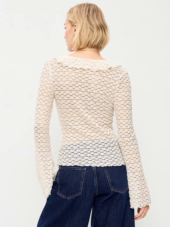 Fitted Bell-Sleeve Ruffle Top