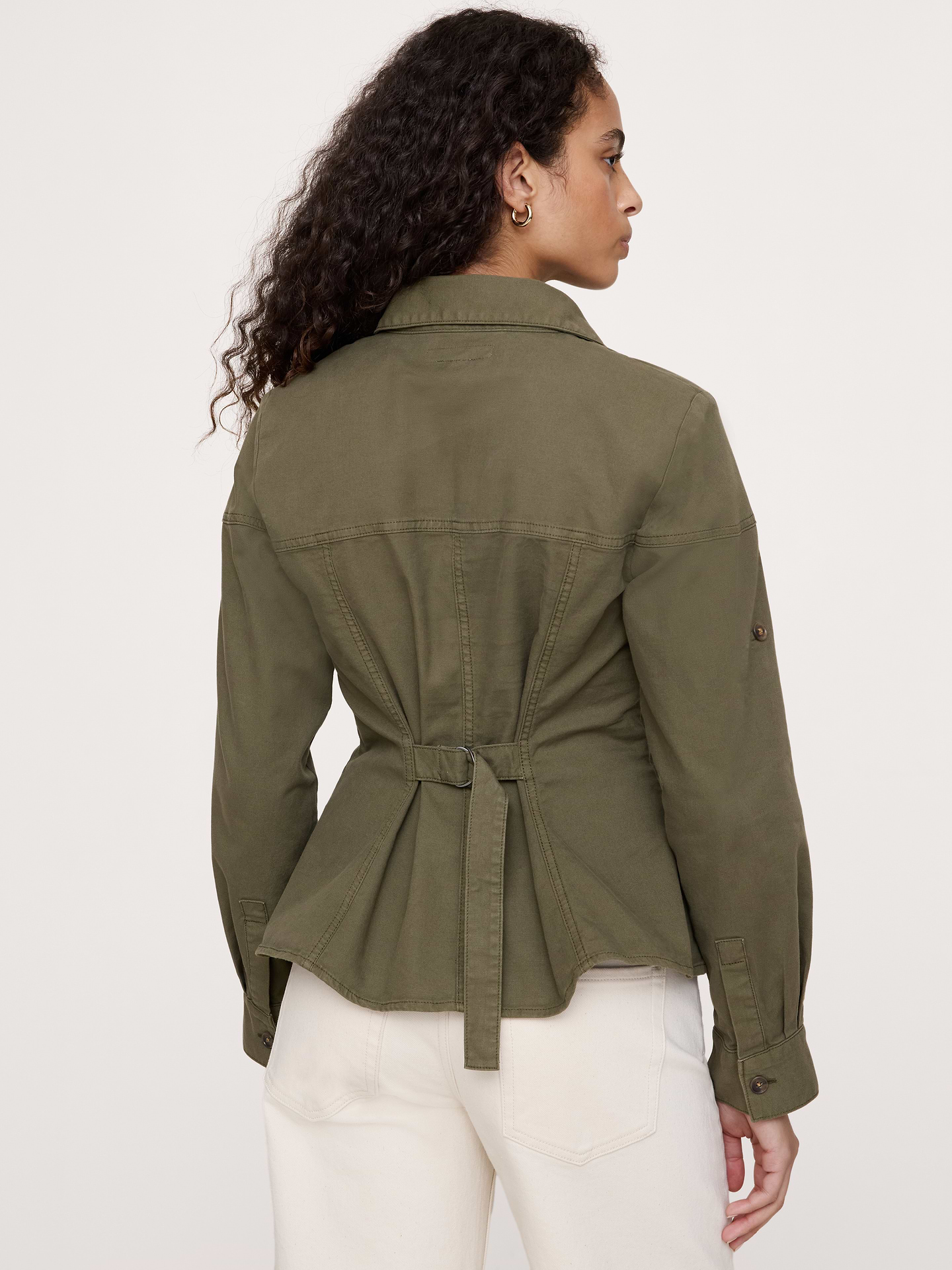 Image number 2 showing, Stretch-Cotton Pleated-Waist Top