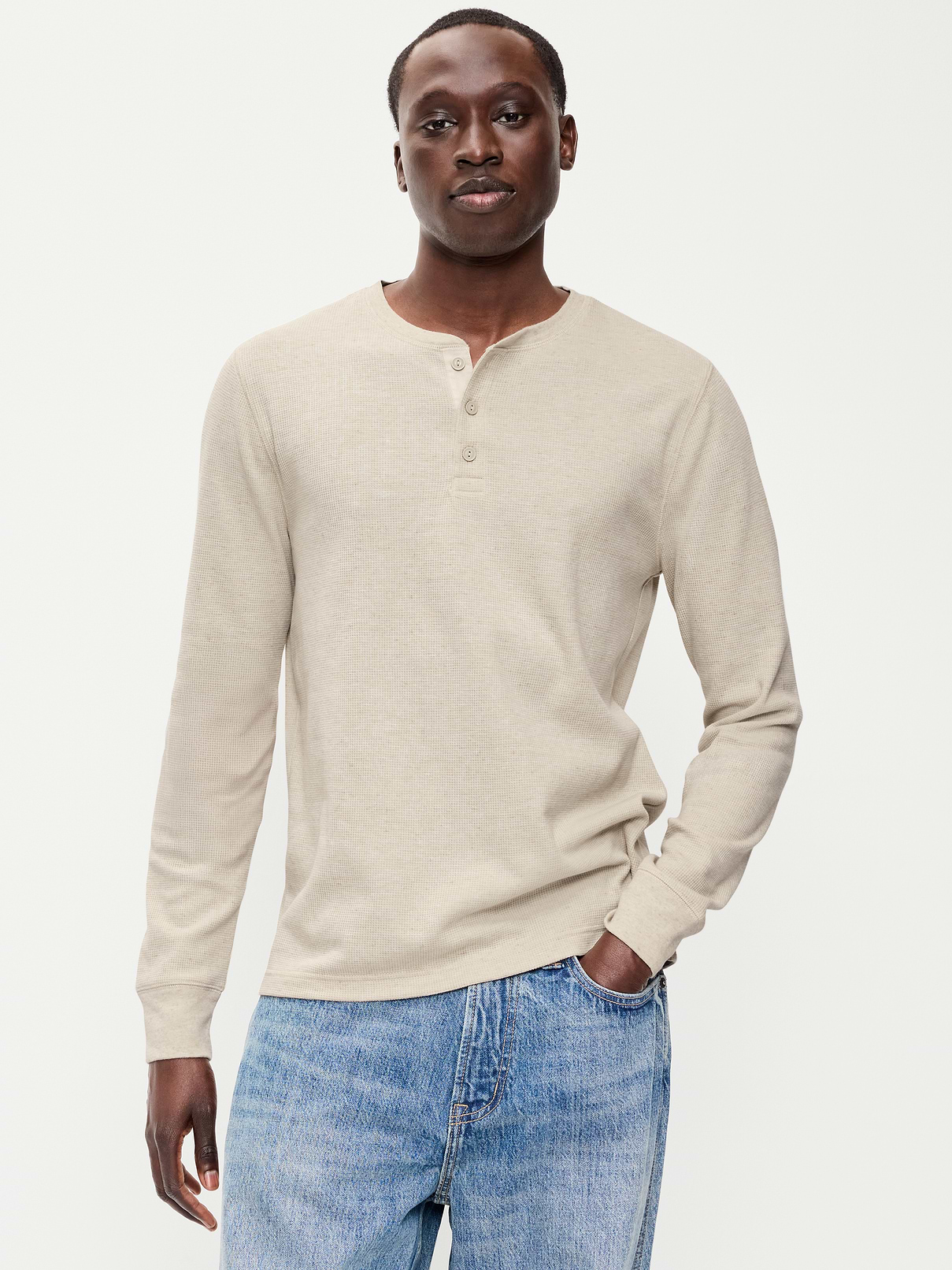 Image number 1 showing, Long-Sleeve Waffle Henley T-Shirt