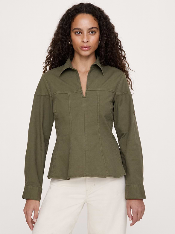 Haut à taille plissée en coton extensible