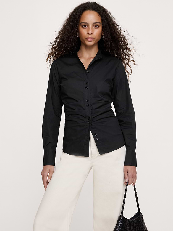Haut à taille plissée en coton