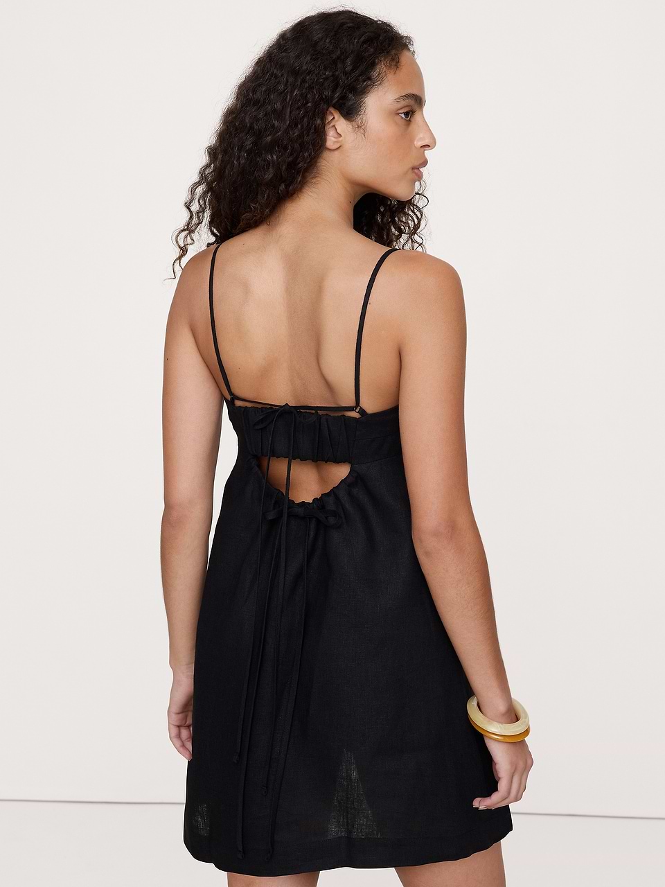 banana republic black mini dress Women's Strappy Linen Size XXL Size:Mother - XL x-dotapparel Mini length Woman Tight Black Short