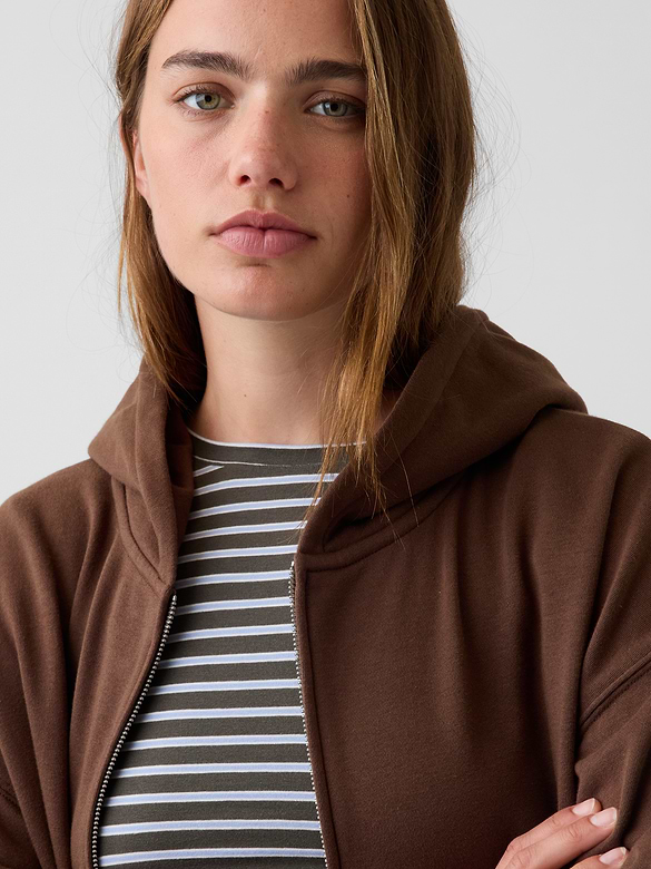 VintageSoft Terry Oversized Wedge Zip Hoodie