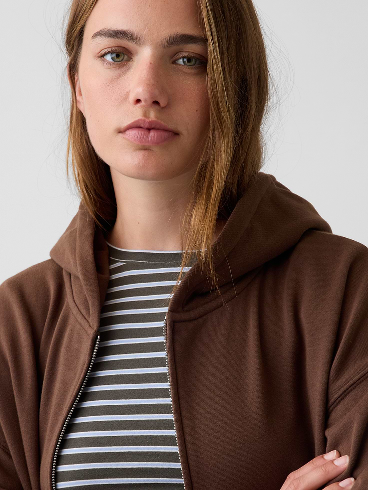 Image number 4 showing, VintageSoft Terry Oversized Wedge Zip Hoodie