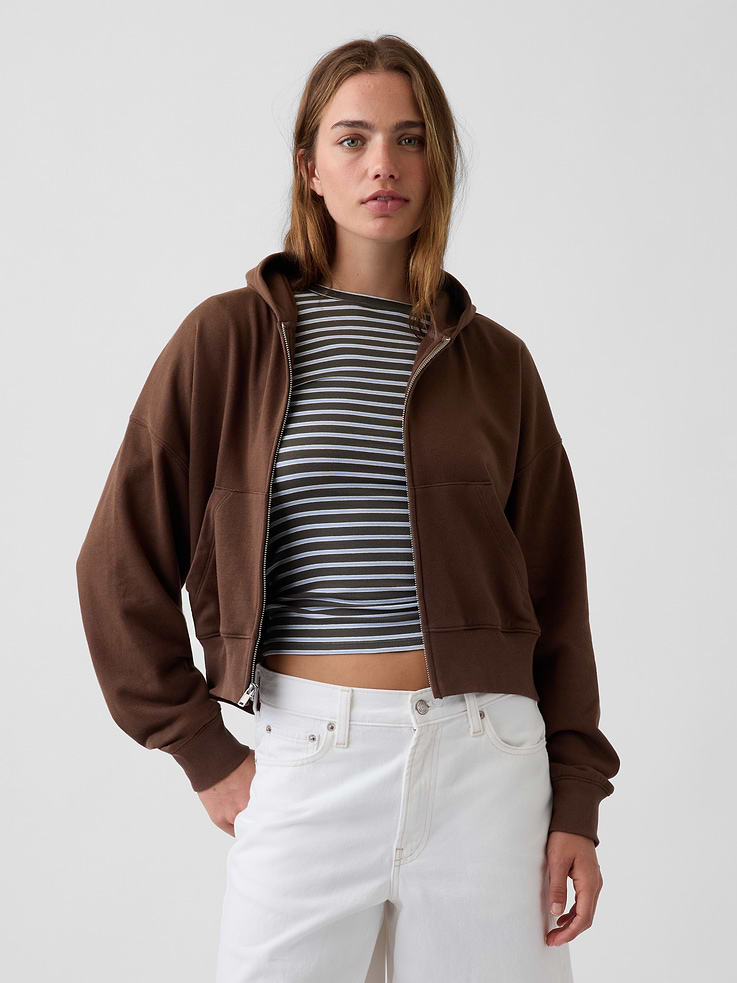 Image number 1 showing, VintageSoft Terry Oversized Wedge Zip Hoodie