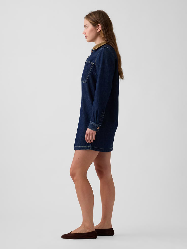 Image number 3 showing, Denim Mini Shift Dress