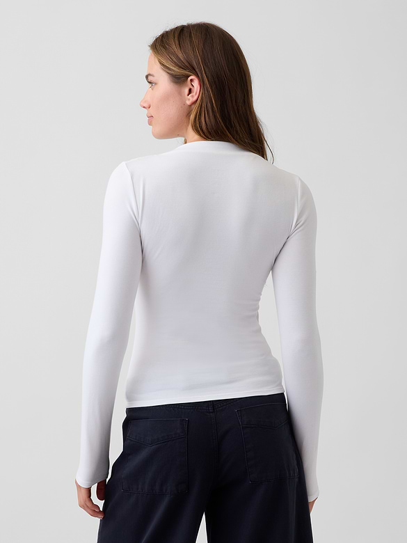 CloseKnit Jersey Funnel-Neck Ruched T-Shirt