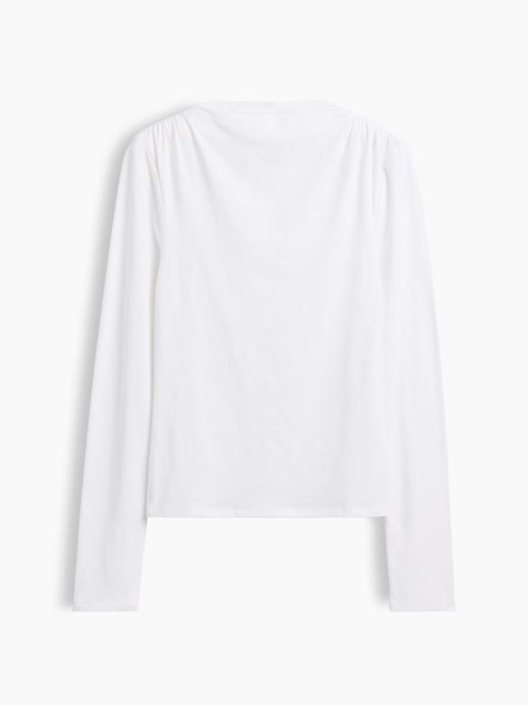 CloseKnit Jersey Funnel-Neck Ruched T-Shirt