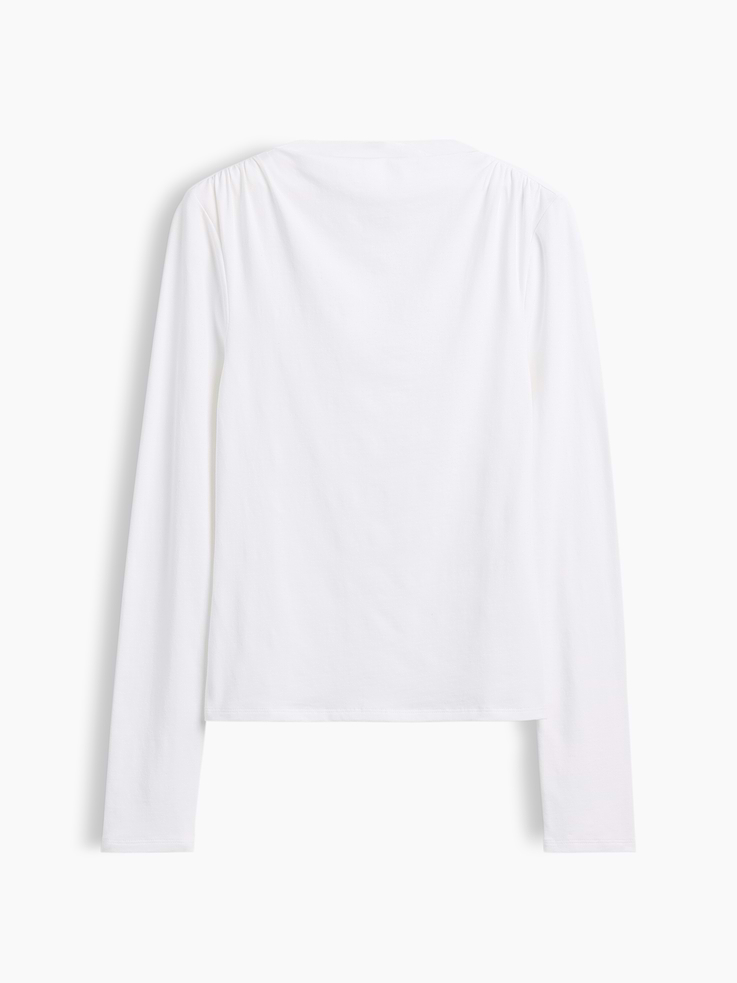 L'image numéro 5 présente T-shirt moulant en jersey ruché à col entonnoir