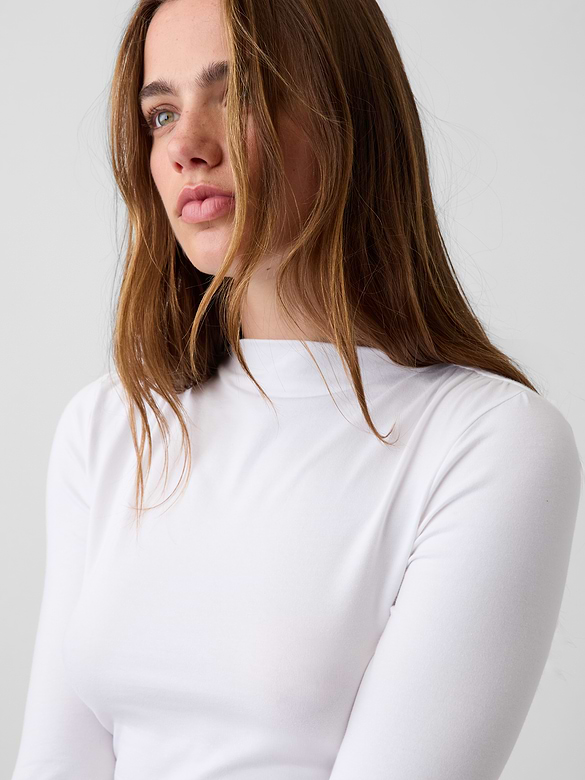 CloseKnit Jersey Funnel-Neck Ruched T-Shirt
