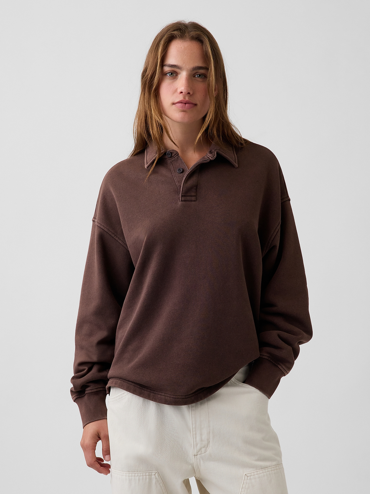VintageSoft Oversized Polo Sweatshirt | Gap