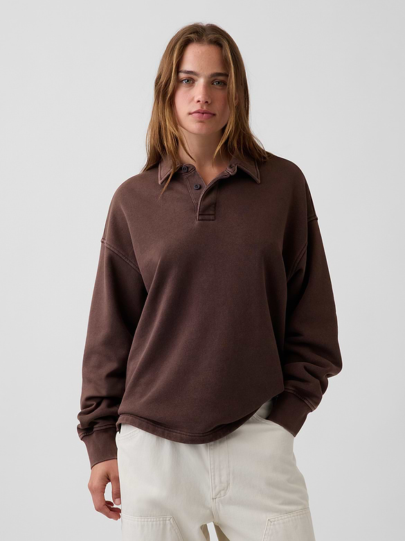VintageSoft Oversized Polo Sweatshirt