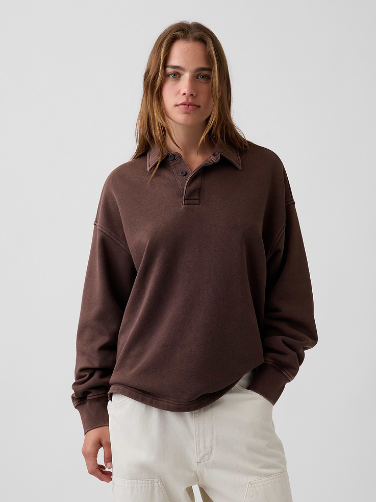 Image number 5 showing, VintageSoft Oversized Polo Sweatshirt