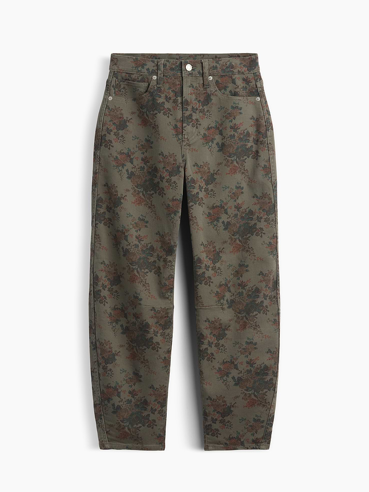 Image number 7 showing, High Rise Print Barrel Jeans