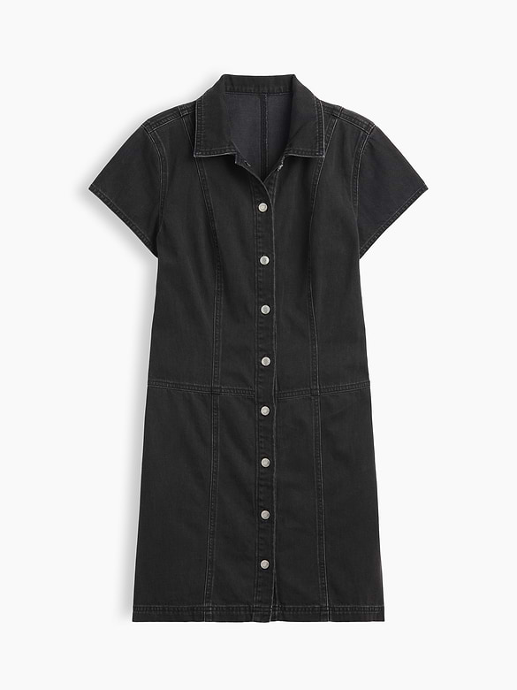 Denim Button-Front Mini Dress