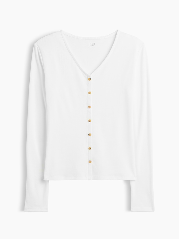 Fitted Ribbed V-Neck Top