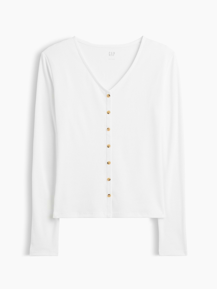 Image number 5 showing, Fitted Ribbed V-Neck Top