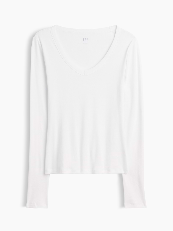 Modern Ribbed V-Neck T-Shirt