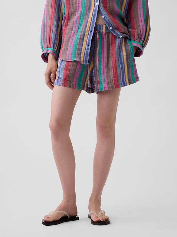4" Mid Rise Cotton Gauze Easy Shorts