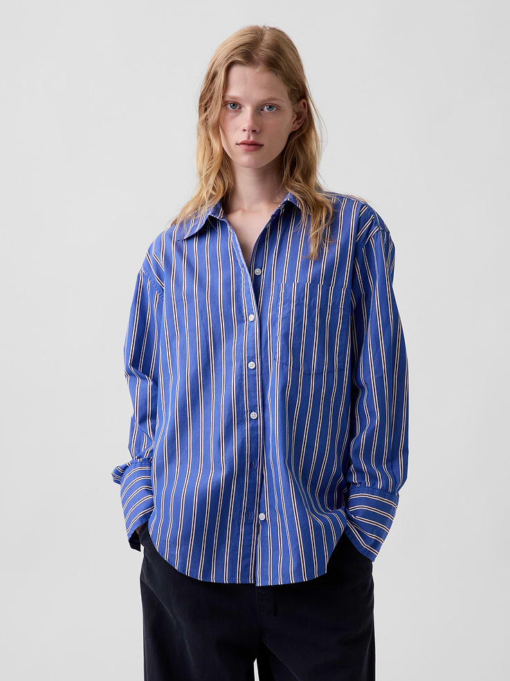L'image numéro 1 présente Chemise ample en popeline de coton biologique