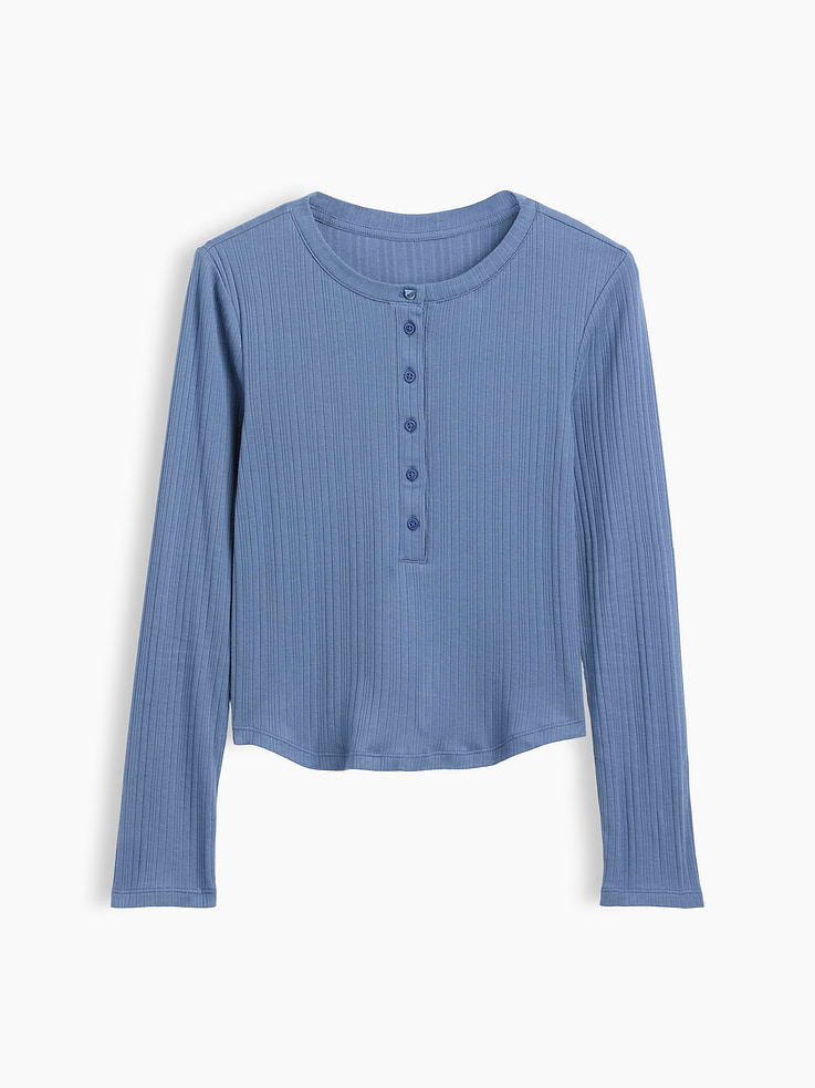 L'image numéro 2 présente T-shirt henley côtelé moiré pour Enfant