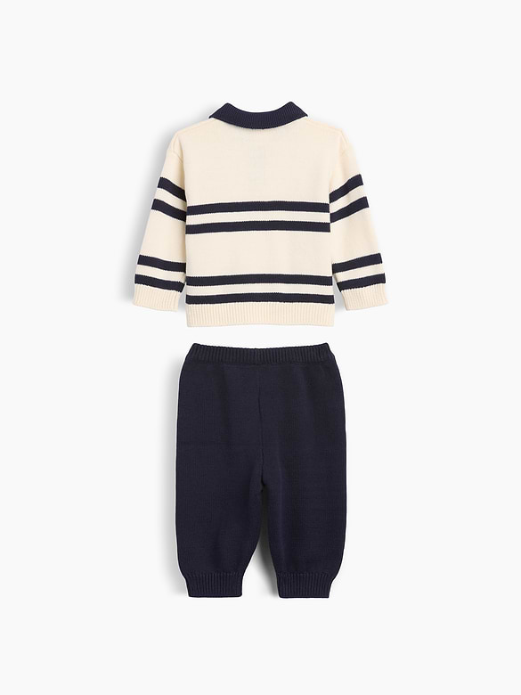 Baby Stripe Polo Sweater Outfit Set