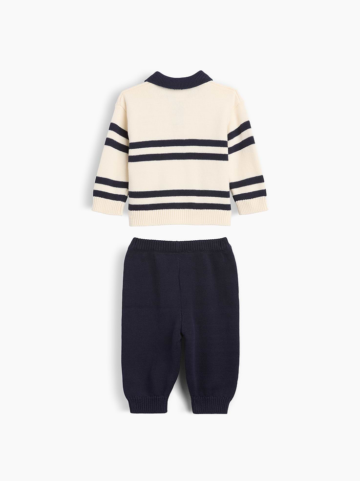 Image number 2 showing, Baby Stripe Polo Sweater Outfit Set