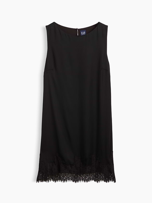 Lace-Hem Mini Shift Dress