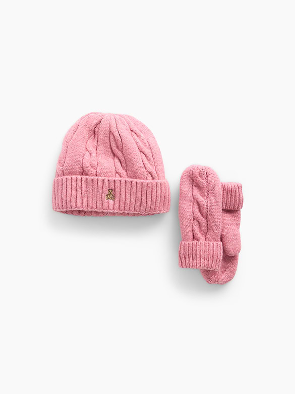 Baby & Toddler Cable-Knit Beanie & Mittens Set
