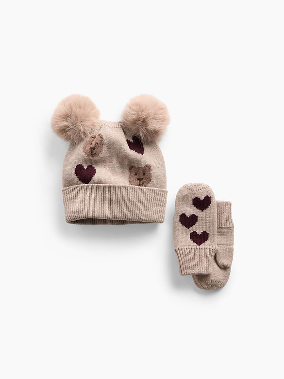 Baby & Toddler Pom Beanie & Mittens Set