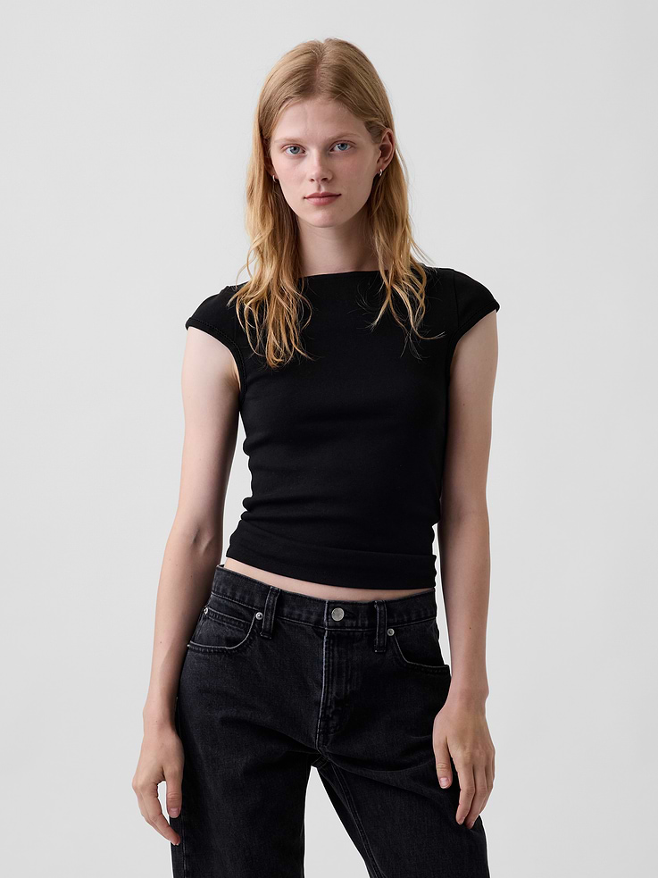 Image number 1 showing, Modern Boatneck T-Shirt