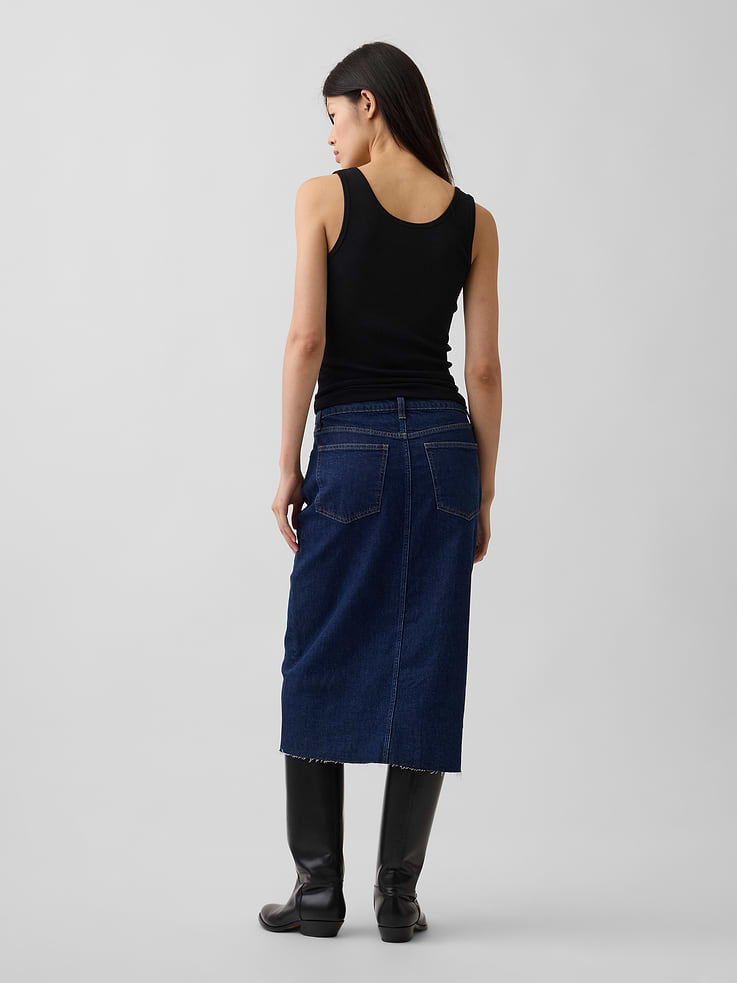Image number 2 showing, Denim Midi Pencil Skirt