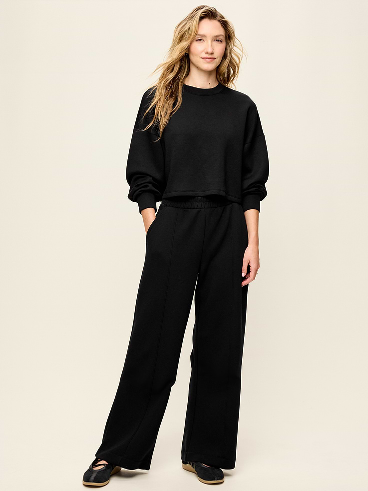 Image number 2 showing, High-Waisted Bounce Fleece Wide-Leg Sweatpants