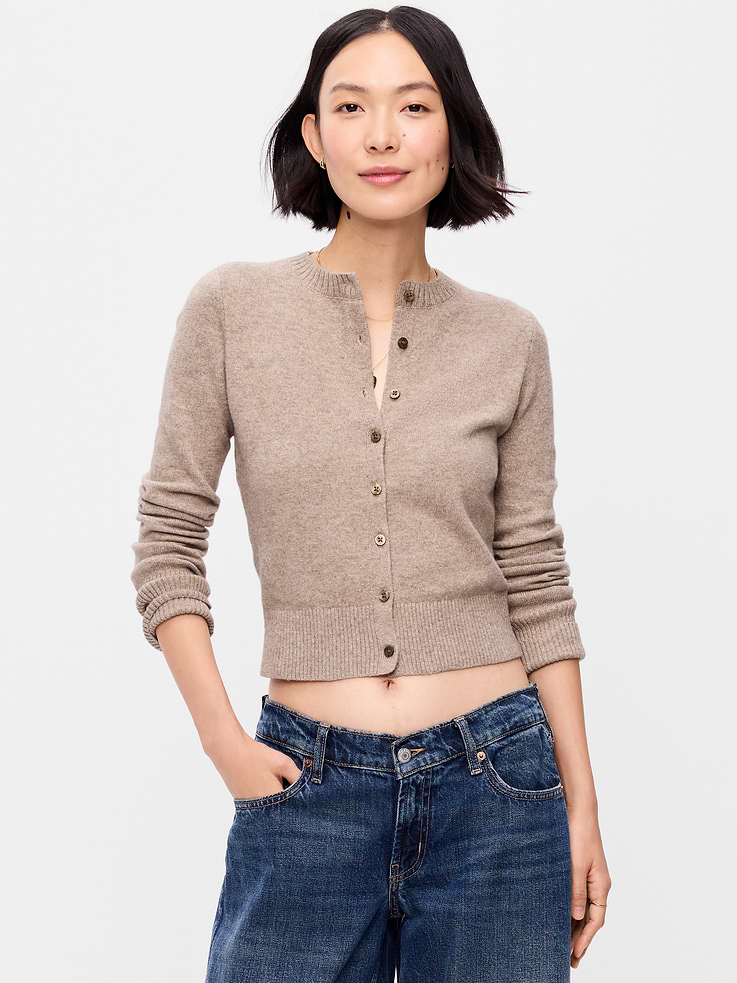 Image number 1 showing, SoSoft Cropped Crew-Neck Cardigan