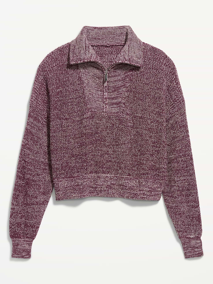 Image 2 of 4, Seaside Cotton Shaker Oversized Half-Zip Sweater