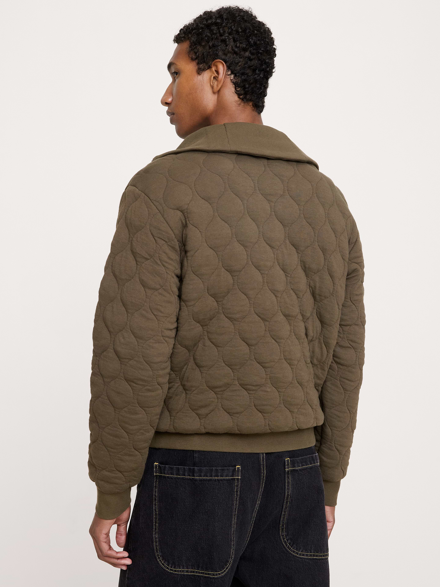 Image 2 of 6, Cotton Quilted Jacquard Quarter-Zip Pullover