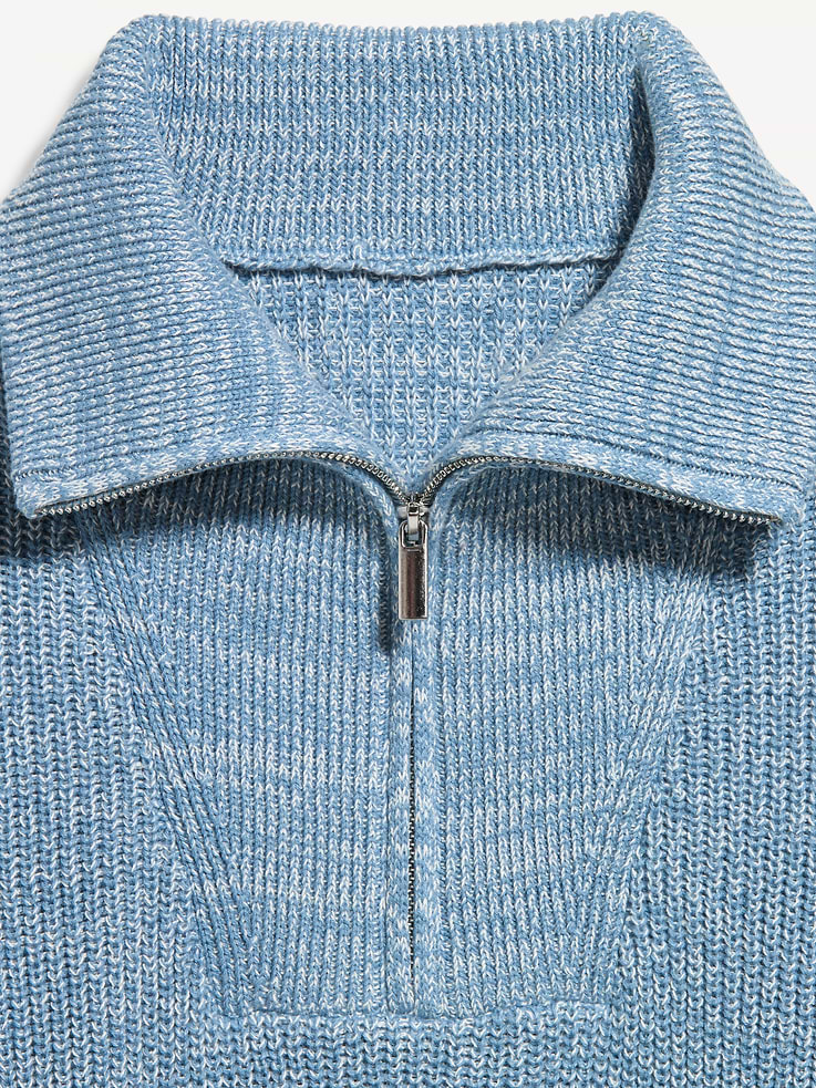 Image 6 of 6, Seaside Cotton Shaker Oversized Half-Zip Sweater