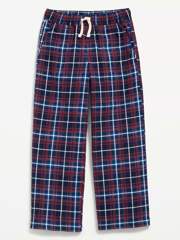 Pull-On Baggy Plaid Flannel Pants for Boys