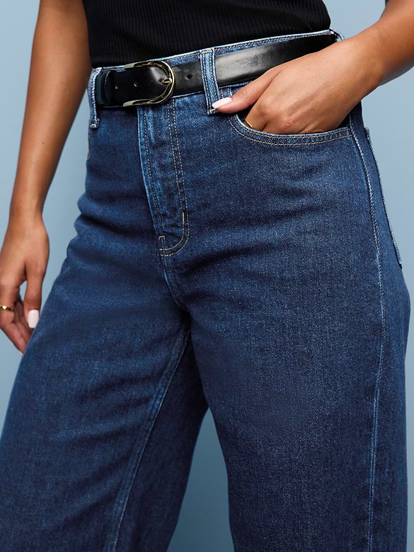 Curvy Extra High-Waisted Cuffed Wide-Leg Jeans