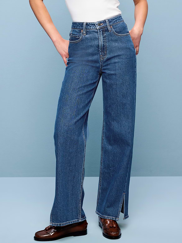 Extra High-Waisted Twisted Seam Wide-Leg Jeans