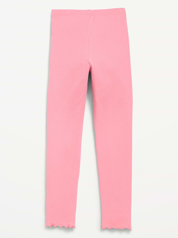 Ribbed Lettuce-Edge Leggings for Girls