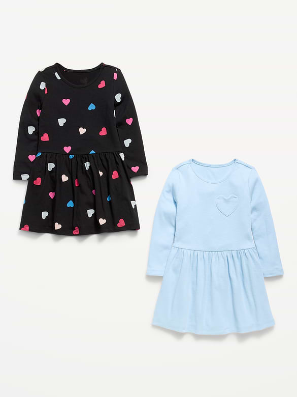 Long-Sleeve Fit and Flare Dress 2-Pack for Toddler Girls